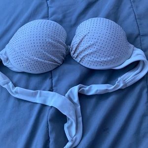 Women's rhinestones white swimsuit top